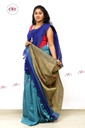 Handloom Ghicha Saree (Light Blue, Blue)