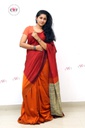 Handloom Ghicha Saree (Red, Orange)