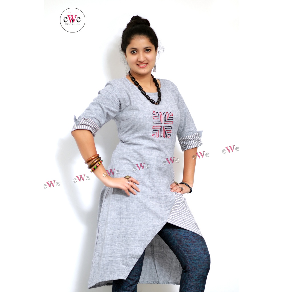 Khadi Designer Kurti (Ash)