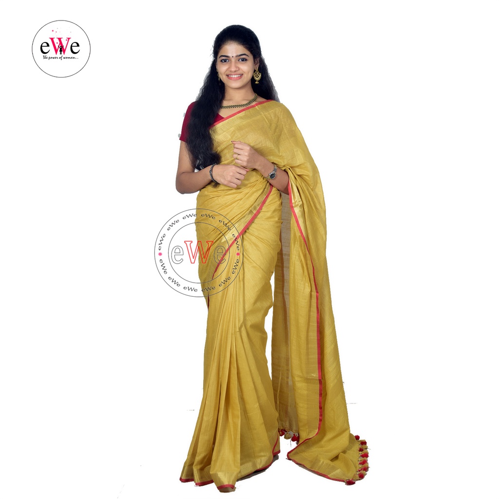 Golden Linen Cotton saree