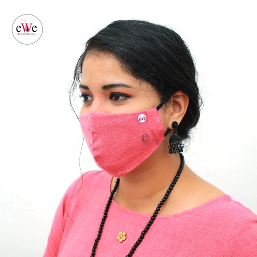 Khadi Face Mask Pink with Elastic [ekhfrms1003m0]