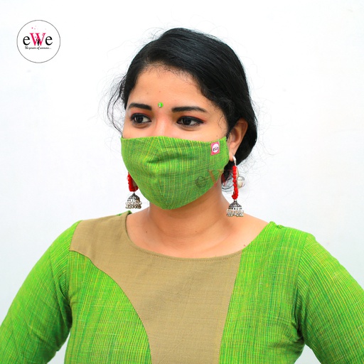 Khadi Face Mask Green with Elastic [ekhfrms1002m0]